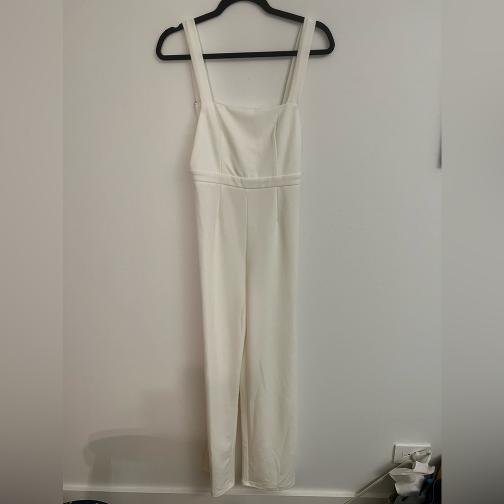 White overalls in soft stretchy fabric